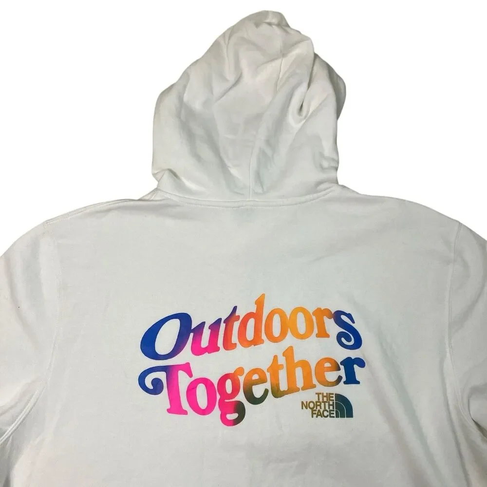 The North Face‎ White Graphic Pullover Outdoors Together Hoodie  *READ*